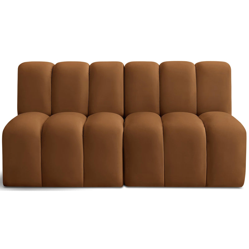 Meridian Arc Saddle Velvet 2 pc Modular Sectional IMAGE 1