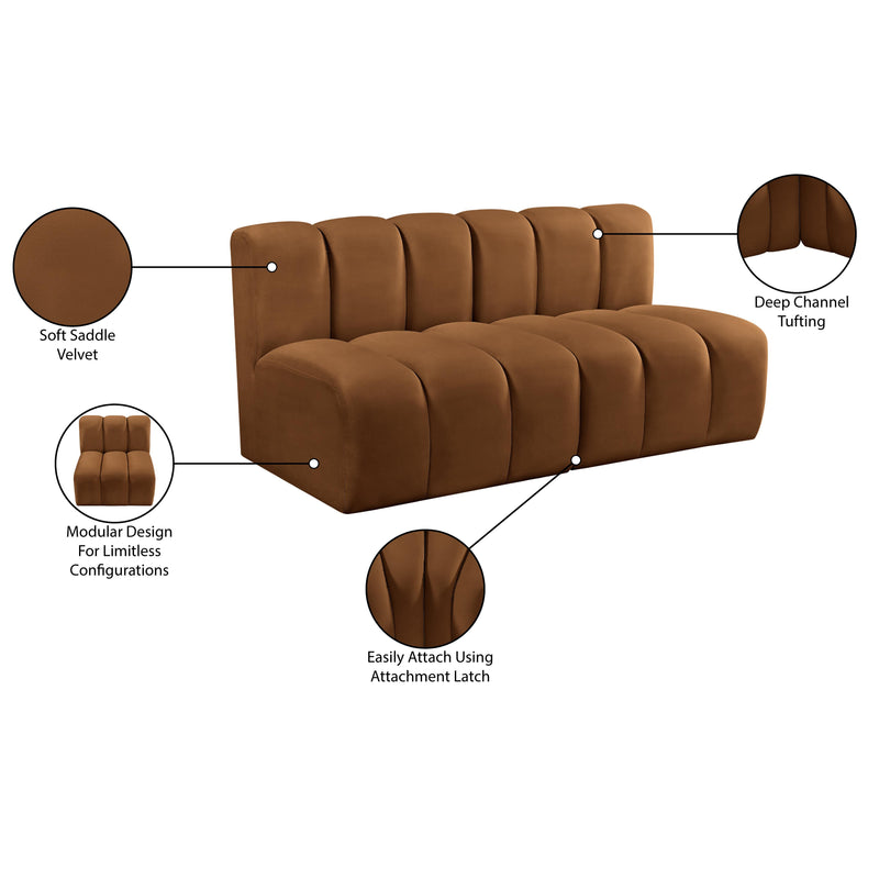 Meridian Arc Saddle Velvet 2 pc Modular Sectional IMAGE 9