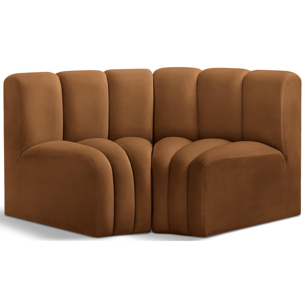Meridian Arc Saddle Velvet 2 pc Modular Sectional IMAGE 1