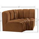 Meridian Arc Saddle Velvet 2 pc Modular Sectional IMAGE 8
