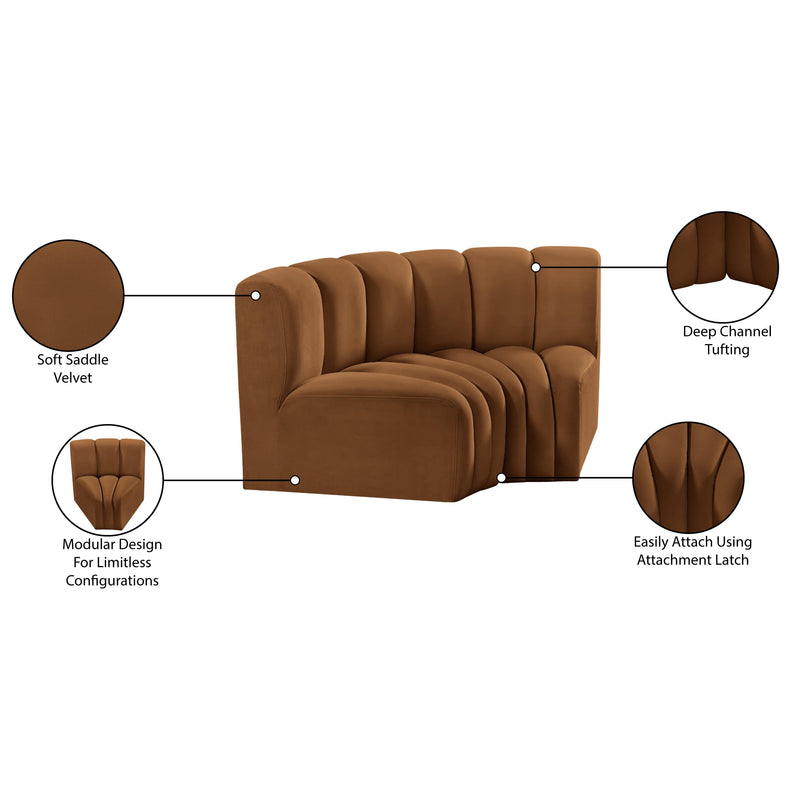 Meridian Arc Saddle Velvet 2 pc Modular Sectional IMAGE 8