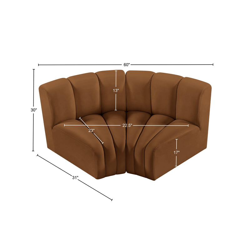 Meridian Arc Saddle Velvet 2 pc Modular Sectional IMAGE 9
