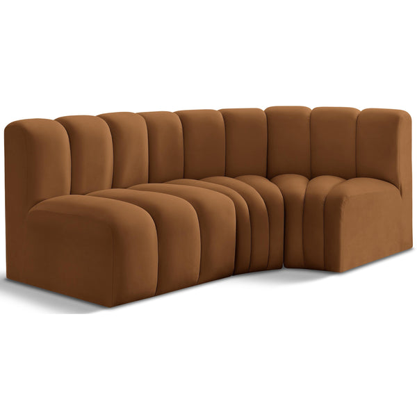 Meridian Arc Saddle Velvet 3 pc Modular Sectional IMAGE 1