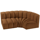 Meridian Arc Saddle Velvet 3 pc Modular Sectional IMAGE 4