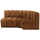 Meridian Arc Saddle Velvet 3 pc Modular Sectional IMAGE 6
