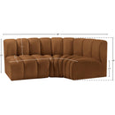 Meridian Arc Saddle Velvet 3 pc Modular Sectional IMAGE 9