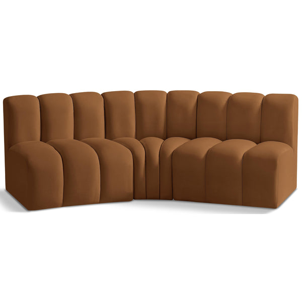 Meridian Arc Saddle Velvet 3 pc Modular Sectional IMAGE 1
