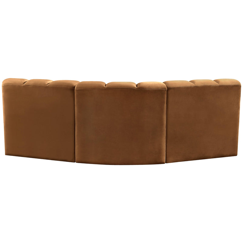 Meridian Arc Saddle Velvet 3 pc Modular Sectional IMAGE 3