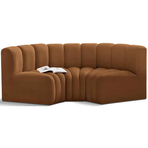 Meridian Arc Saddle Velvet 3 pc Modular Sectional IMAGE 1