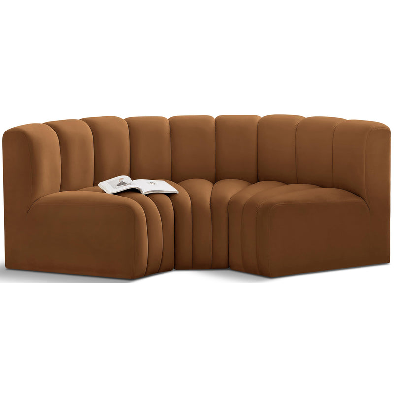 Meridian Arc Saddle Velvet 3 pc Modular Sectional IMAGE 1