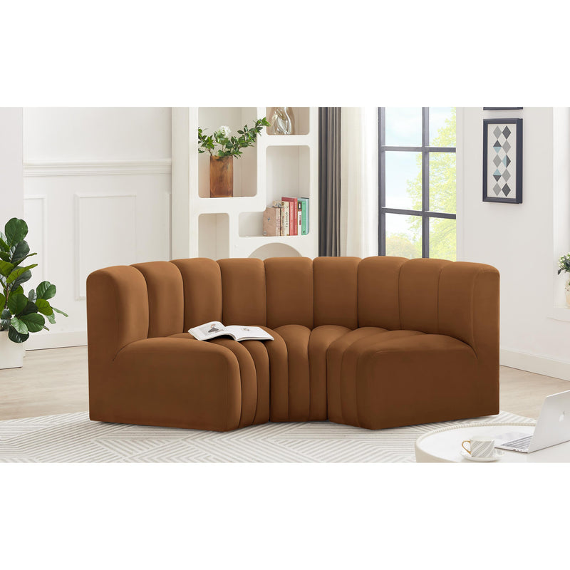 Meridian Arc Saddle Velvet 3 pc Modular Sectional IMAGE 2