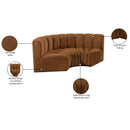 Meridian Arc Saddle Velvet 3 pc Modular Sectional IMAGE 9