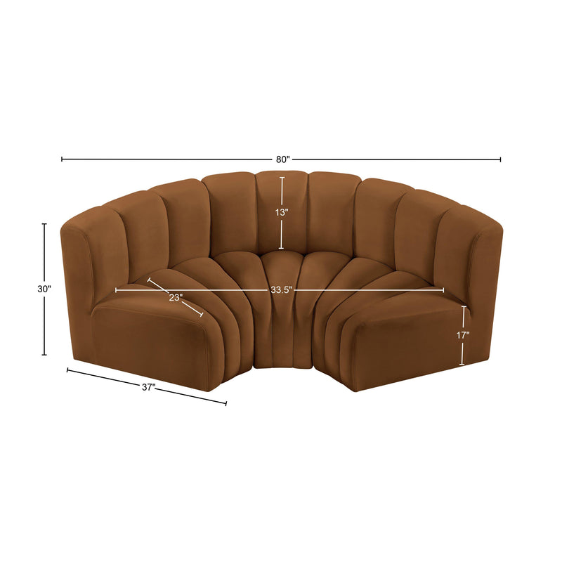 Meridian Arc Saddle Velvet 3 pc Modular Sectional IMAGE 9