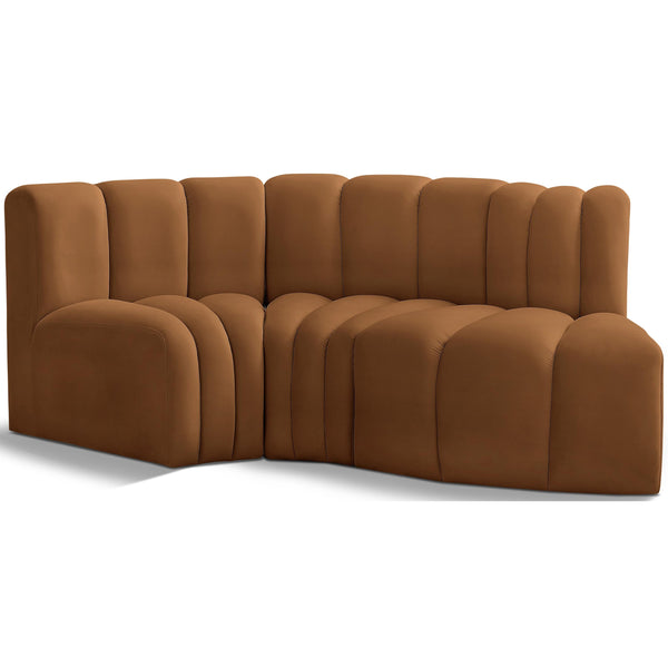 Meridian Arc Saddle Velvet 3 pc Modular Sectional IMAGE 1