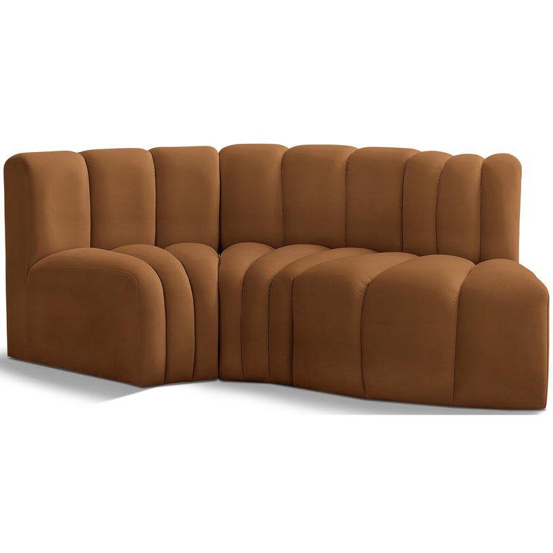 Meridian Arc Saddle Velvet 3 pc Modular Sectional IMAGE 1