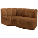 Meridian Arc Saddle Velvet 3 pc Modular Sectional IMAGE 6