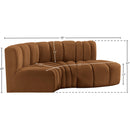 Meridian Arc Saddle Velvet 3 pc Modular Sectional IMAGE 9