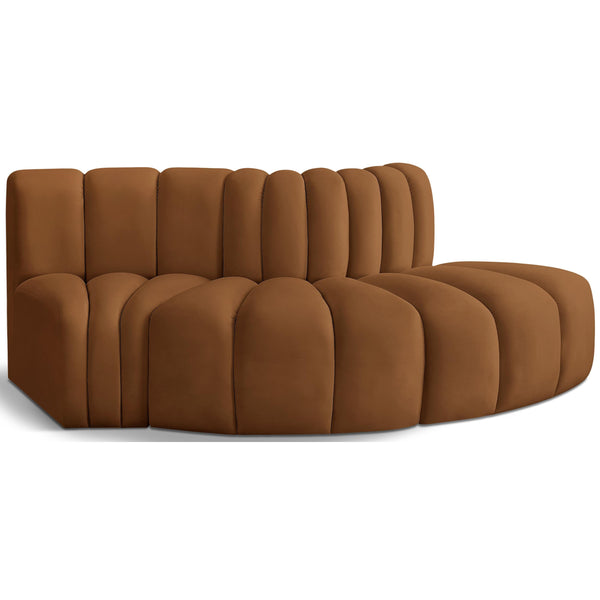 Meridian Arc Saddle Velvet 3 pc Modular Sectional IMAGE 1