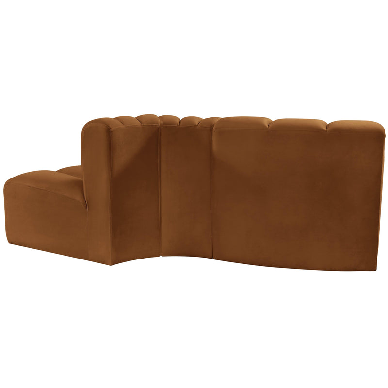 Meridian Arc Saddle Velvet 3 pc Modular Sectional IMAGE 3