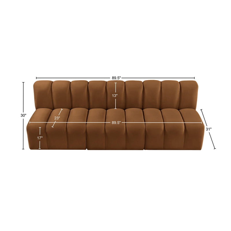 Meridian Arc Saddle Velvet 3 pc Modular Sectional IMAGE 10