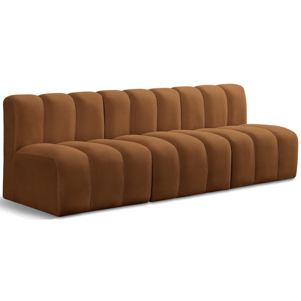 Meridian Arc Saddle Velvet 3 pc Modular Sectional IMAGE 1