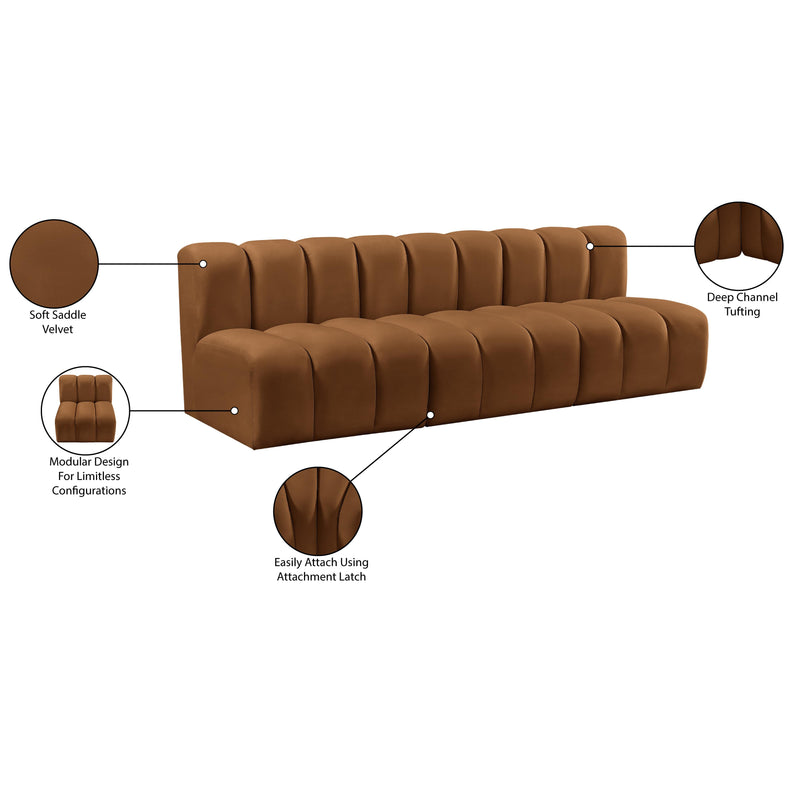 Meridian Arc Saddle Velvet 3 pc Modular Sectional IMAGE 9