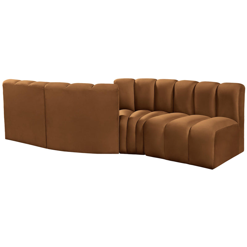 Meridian Arc Saddle Velvet 4 pc Modular Sectional IMAGE 3