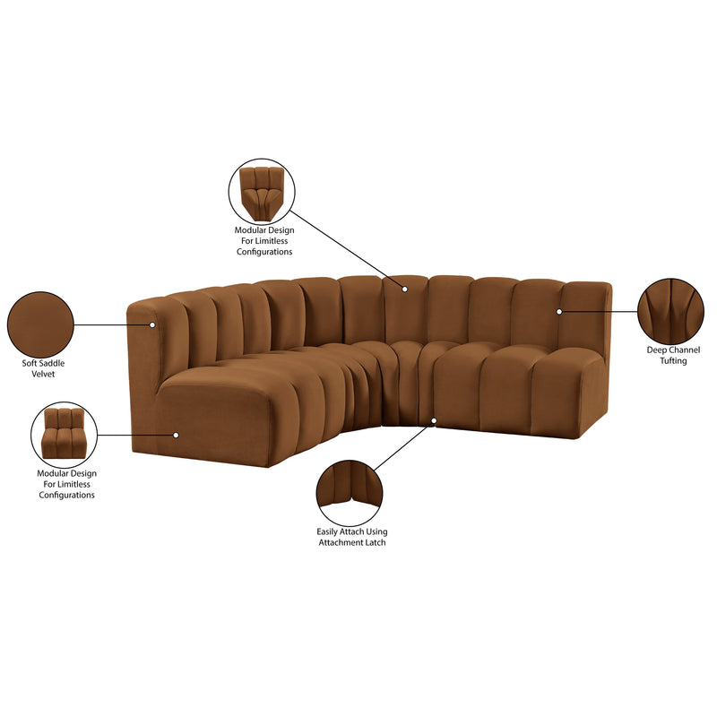Meridian Arc Saddle Velvet 4 pc Modular Sectional IMAGE 10
