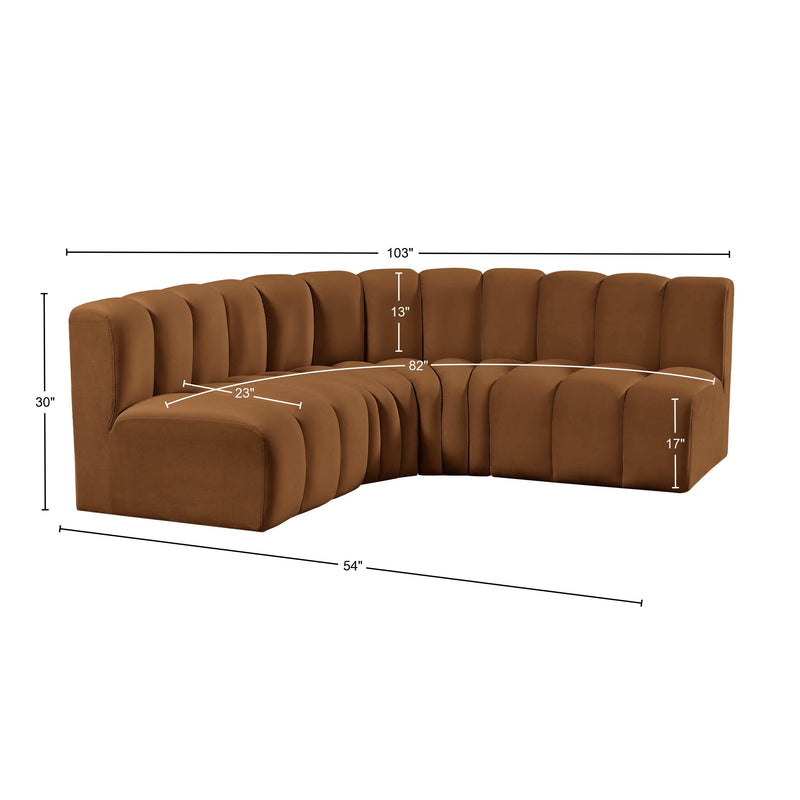Meridian Arc Saddle Velvet 4 pc Modular Sectional IMAGE 11