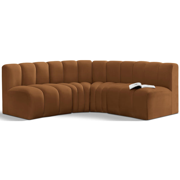 Meridian Arc Saddle Velvet 4 pc Modular Sectional IMAGE 1