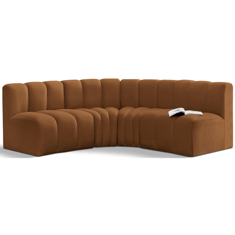 Meridian Arc Saddle Velvet 4 pc Modular Sectional IMAGE 1