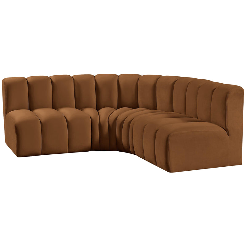 Meridian Arc Saddle Velvet 4 pc Modular Sectional IMAGE 6