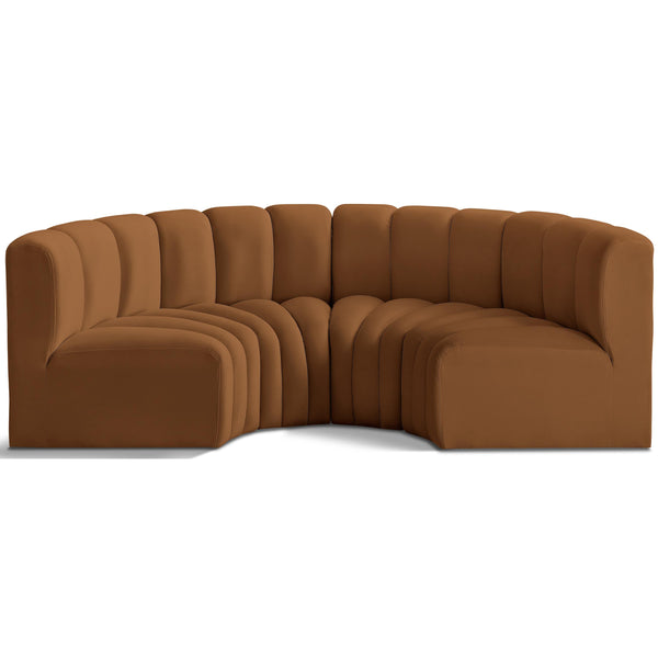Meridian Arc Saddle Velvet 4 pc Modular Sectional IMAGE 1