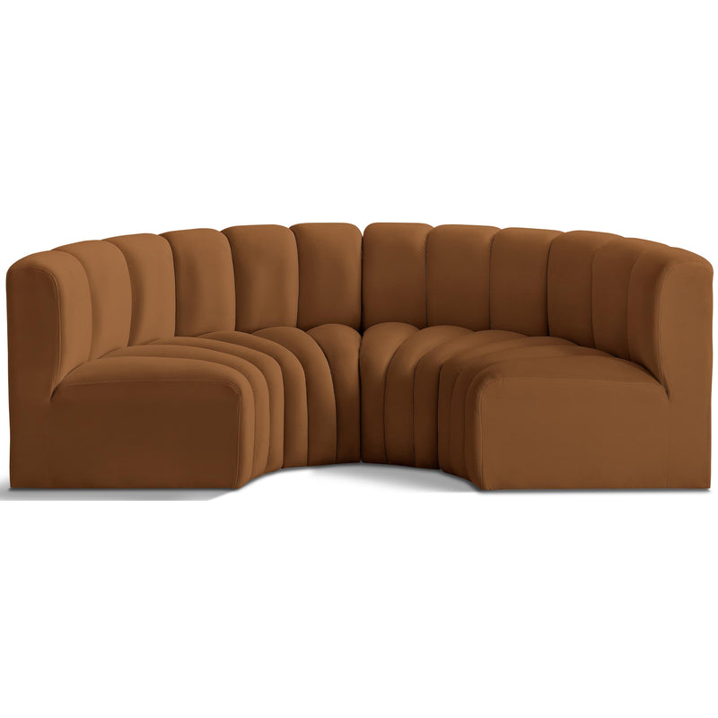 Meridian Arc Saddle Velvet 4 pc Modular Sectional IMAGE 1