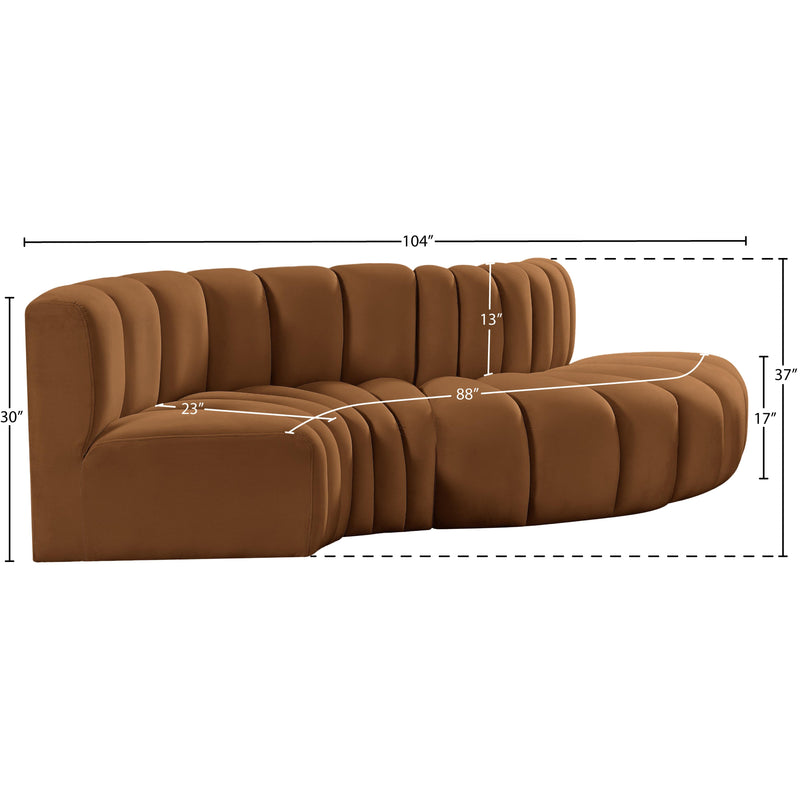 Meridian Arc Saddle Velvet 4 pc Modular Sectional IMAGE 10