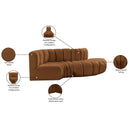 Meridian Arc Saddle Velvet 4 pc Modular Sectional IMAGE 11