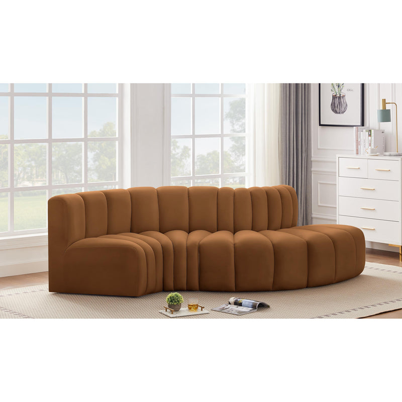 Meridian Arc Saddle Velvet 4 pc Modular Sectional IMAGE 2