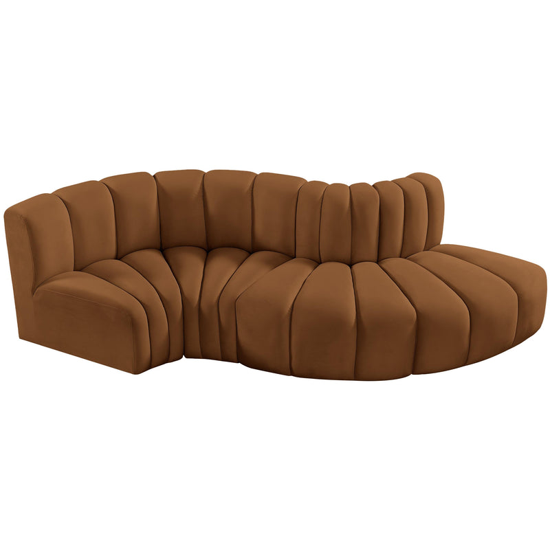 Meridian Arc Saddle Velvet 4 pc Modular Sectional IMAGE 4