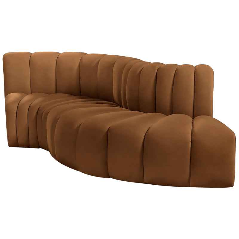 Meridian Arc Saddle Velvet 4 pc Modular Sectional IMAGE 6