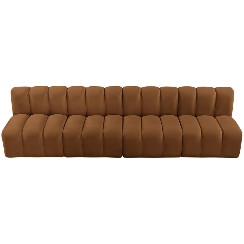 Meridian Arc Saddle Velvet 4 pc Modular Sectional IMAGE 4