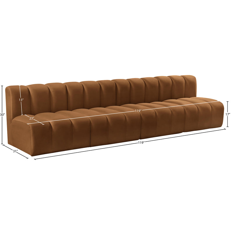 Meridian Arc Saddle Velvet 4 pc Modular Sectional IMAGE 9