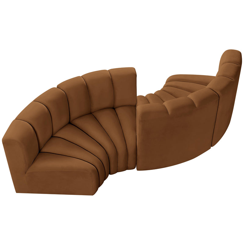 Meridian Arc Saddle Velvet 4 pc Modular Sectional IMAGE 4