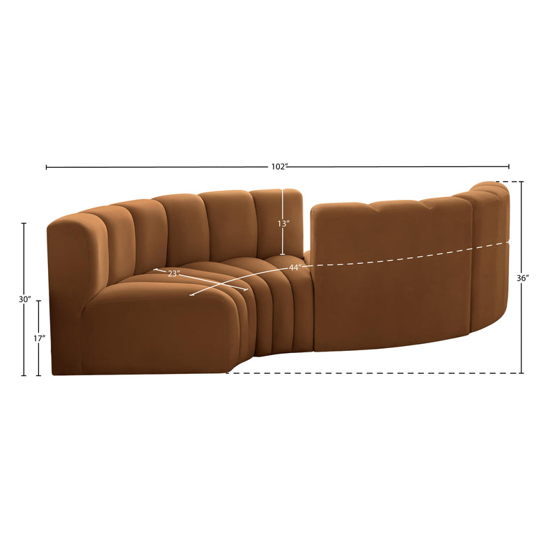 Meridian Arc Saddle Velvet 4 pc Modular Sectional IMAGE 7