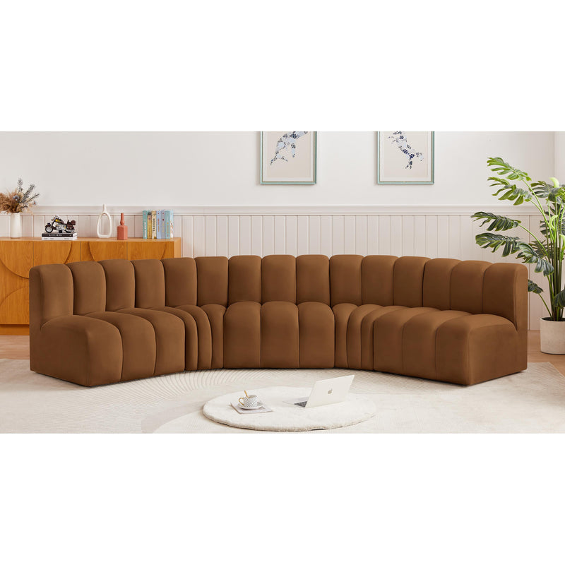 Meridian Arc Saddle Velvet 5 pc Modular Sectional IMAGE 2