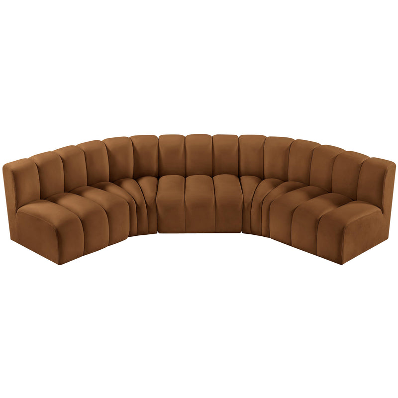 Meridian Arc Saddle Velvet 5 pc Modular Sectional IMAGE 4
