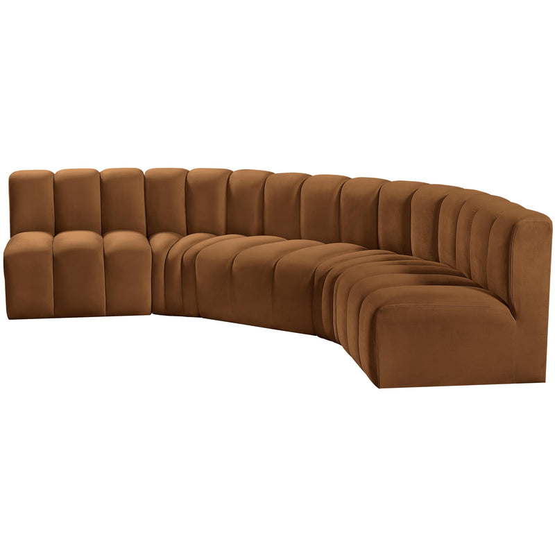 Meridian Arc Saddle Velvet 5 pc Modular Sectional IMAGE 6