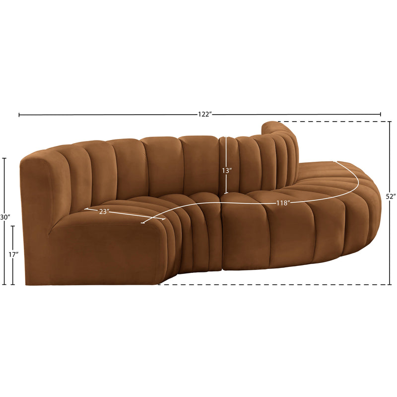 Meridian Arc Saddle Velvet 5 pc Modular Sectional IMAGE 10