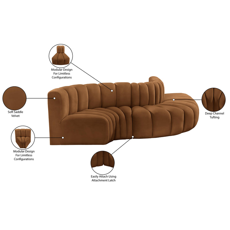 Meridian Arc Saddle Velvet 5 pc Modular Sectional IMAGE 11