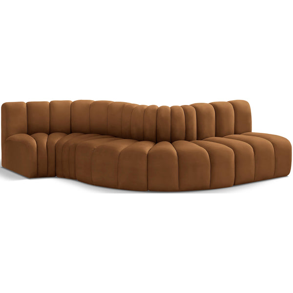 Meridian Arc Saddle Velvet 5 pc Modular Sectional IMAGE 1