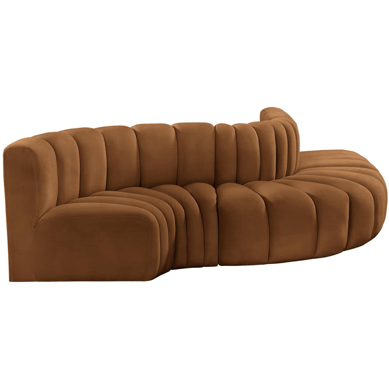 Meridian Arc Saddle Velvet 5 pc Modular Sectional IMAGE 5